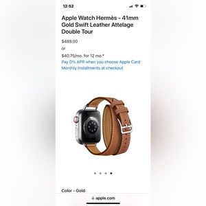 Apple Watch Hermès - 41mm Gold Swift Leather Attelage Double Tour